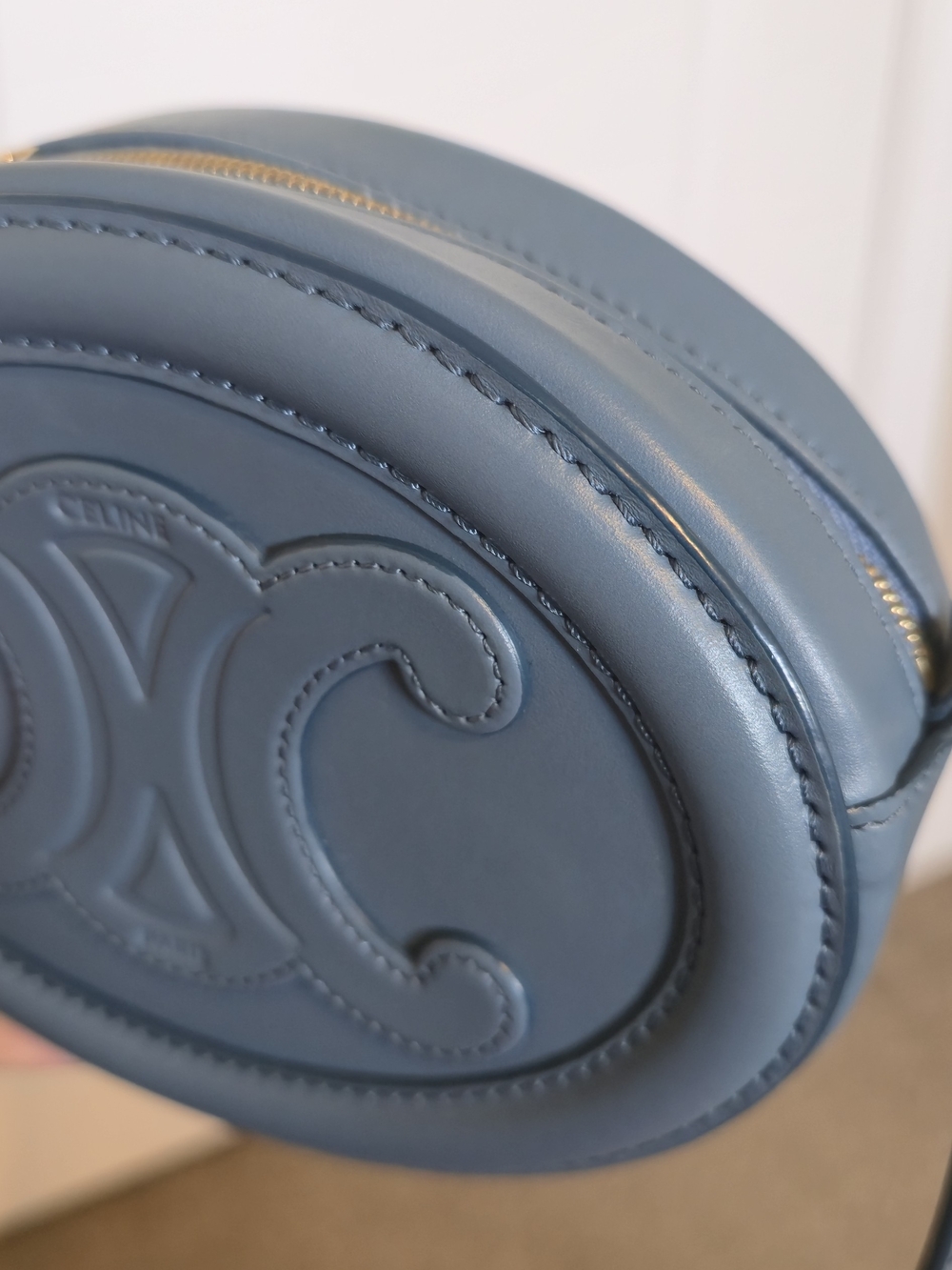 Celine Blue Triomphe Oval Leather Crossbody Bag - Picture 3 of 11
